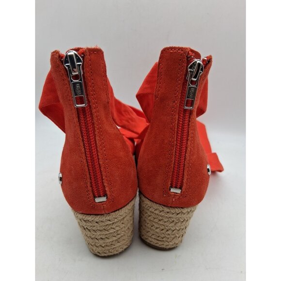 UGG Yarrow Sz 7 Orange Wedge Heel Open Sandal Casual Straps Open Toe Zipper EUC - Picture 7 of 16